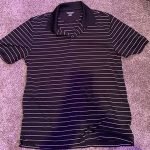 black and white stripped polo